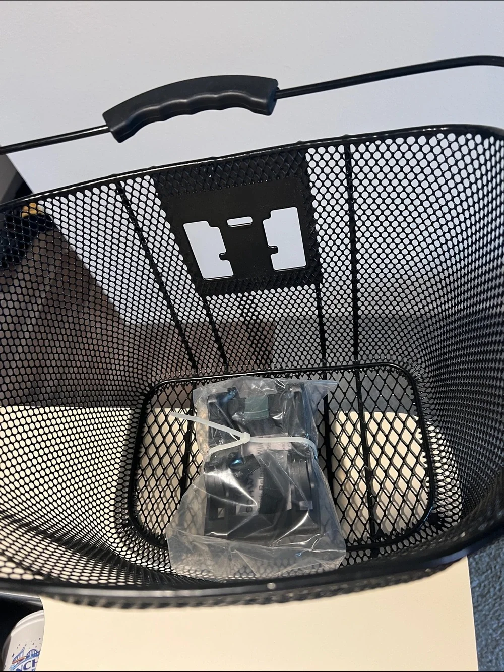 Schwinn Black Steel Mesh Bike Basket with Quick-Release Mount